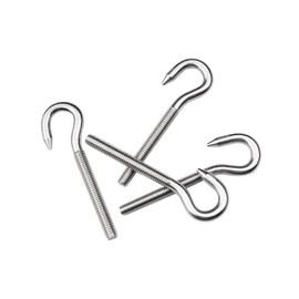 Aallo 10Pcs M4 Hook Bolt 304 Stainless Steel Screw Hooks High Hardness Steel Hook Bolt Long Shank for Brazilian Hammocks, Swing Chair, Garden, Boat
