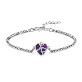 QGJNSGC Cremation Bracelet Heart Urn Bracelet for Ashes for Women Holds Loved One's Ashes Memorial Keepsake Beangle Crystals Link Bangle Loved Ones Keepsake Jewelry Gift