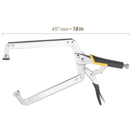 HEIHAK 3 Packs 18 Inch Large C Clamp Locking Pliers with Swivel Pads and Rubber Handle, Heavy Duty Vice Grip Clamp Set, Adjustable Welding Clamps Tools for Woodworking Welding