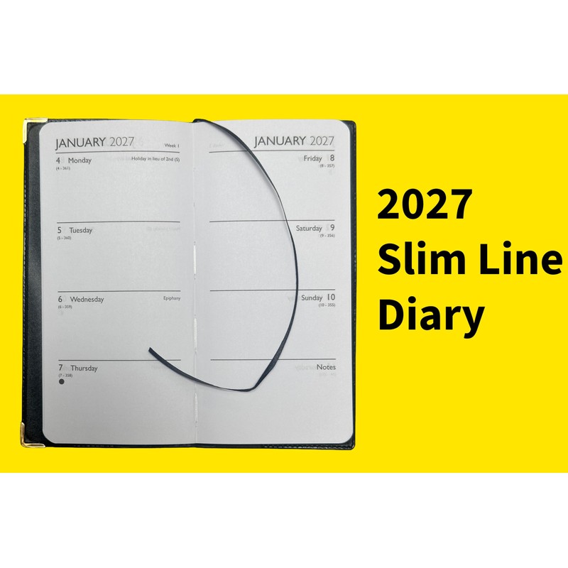 Slim Diary 2027 Week to View - Black
