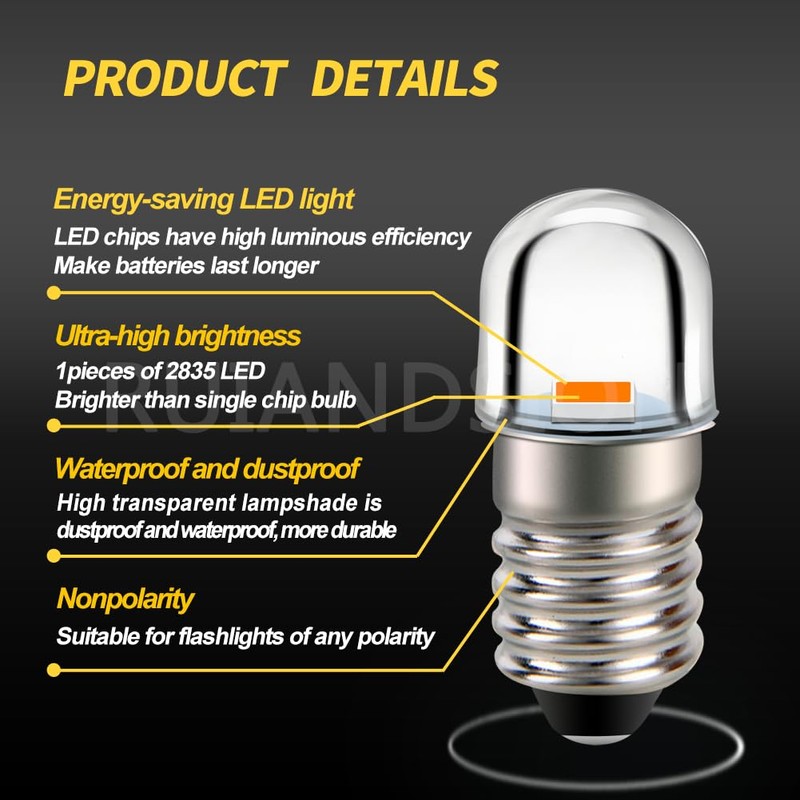 Ruiandsion E10 Screw Base LED Bulb 18V Super Bright Yellow