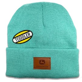 John Deere Gorro de punto acrílico para niños pequeños, color verde azulado, azul marino, naranja, café, camuflaje, camuflaje tormenta, verde azulado, Talla única