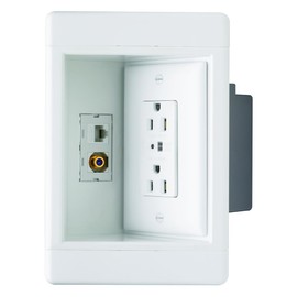 Legrand Pass & Seymour TV1WTVSSWCC2 1 Gang Recessed TV Box with Surge Protective and Low Voltage Kit, White (1 Count)