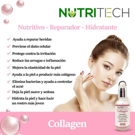 Suero facial de colágeno con polypeptidos y extractos botánicos para reducir arrugas y líneas de expresion