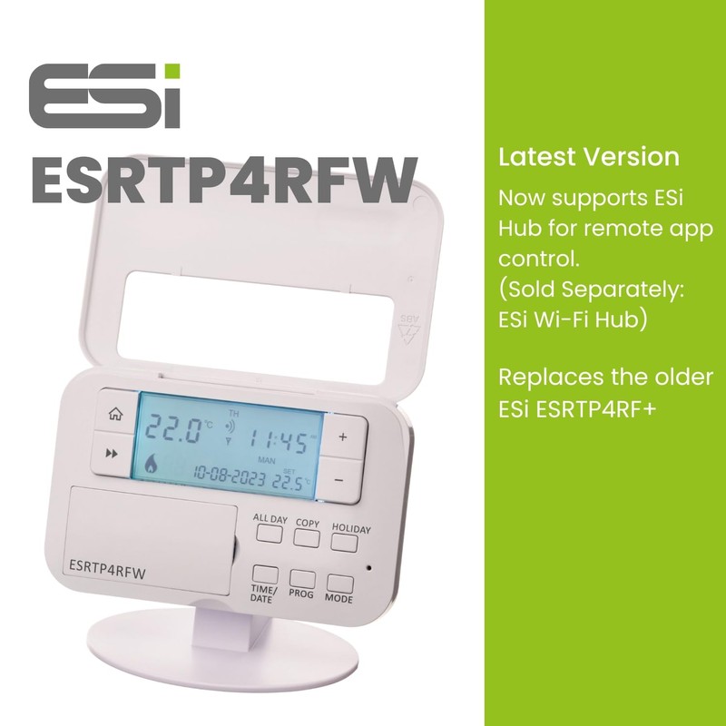 ESi ESRTP4RFW - Wireless Programmable Room Thermostat & Receiver (White)