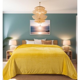 Fleece Blankets for All Season - Premium Lightweight Anti-Static Throw for Twin/Twin XL Size Bed Extra Long Soft Brush Fabric Warm Sofa Thermal Blanket 66" x 90"(Yellow)
