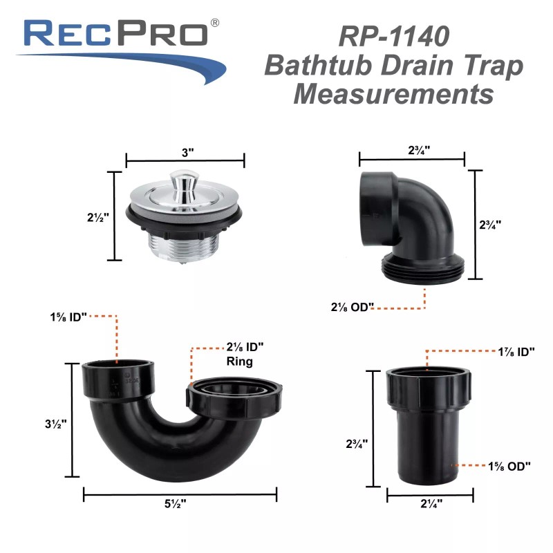 RecPro LaSalle Bristol 652010LP Shower Drain/Trap Pack
