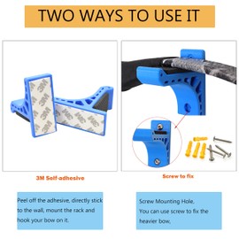 ZSHJGJR Archery Wall Mount Bow Holder for Recurve Bow Traditional Bow Longbow Bow Hanger Bow Hook 2pcs/Pack (Blue)