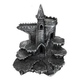 Ebros Gift Medieval Grand Stonewall Castle Fortress On Rocky Mountain Steppes Display Stand Sculpture with LED Light 9.5" H for Miniature Knights Or Dragons Figurines Old World Fort Statue