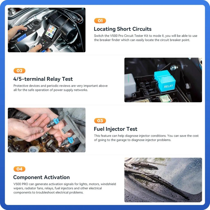Mechanic Tools Automotive Circuit Tester VDIAGTOOL V500 Pro Car Circuit