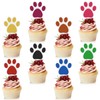 Weecent 48 Pcs Dog Paw Print Cupcake Toppers