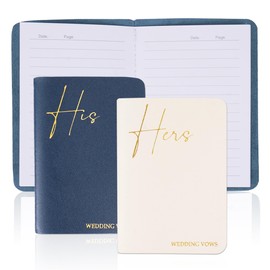 Jasenna 2 Pcs Wedding Vow Books His and Hers,Wedding Vows Journal Wedding Day Officiant Book 5.9 x 3.9 Inch,Wedding Gifts 12 Pages/Pcs(2-Blue White)