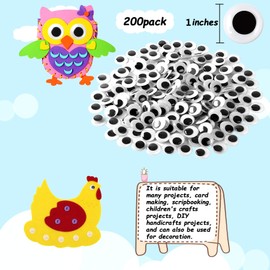 200 Pieces Wiggle Eyes Self Adhesive Black White Googly Eyes for DIY Crafts Decoration (25mm)
