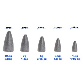 Croch Fishing Sinkers Weights Fishing Worm Fishing Sinker Weight Kit Bullet Lead Sinkers Fishing Set 35pcs