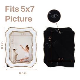 PHAREGE 5x7 Vintage Picture Frame White Gold, Ornate Antique Picture Frame for 5x7 Photo, Retro Photo Frame for Tabletop Vertical or Horizontal Display, 1 Pack