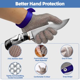 ChainsArmor Cut Resistant Chainmail Glove, Food Grade Stainless Steel 316 Hand Protective Glove, PPE Metal Mesh Cutting Glove (X-Large)