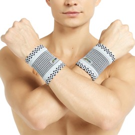 NeoTech Care Wrist Band - Light, Elastic, Men, Women, Right or Left (Gray Color, Size M, 1 Pair)