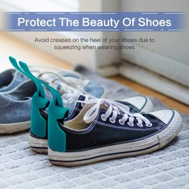 Schuhheber 10 Pcs Tragbarer Schuhlöffel Faul Schuhlöffel Flexible Robust Slip Schuhhelfer aus Kunststoff für Irgendwelche Schuhe, Schuhhelfer Unisex für Kinder Schwangere Senioren（Grau + Blau）