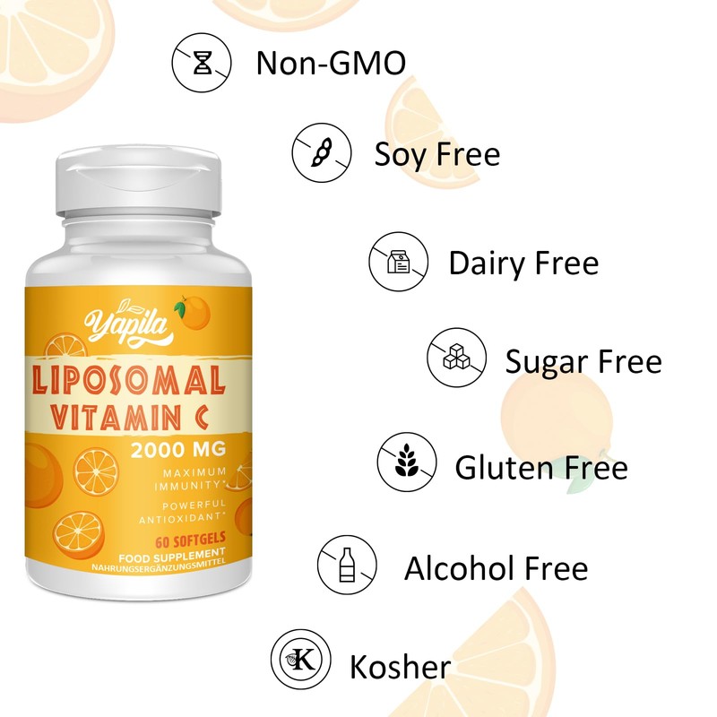 Liposomal Vitamin C Capsules 2000 mg (4 Pack), Maximum Absorption,