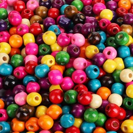 Jucoan 2000 Pcs Colored Wood Beads, 12mm Round Paint Wooden Spacer Beads with Assorted Color, Large Hole, Great for Jewelry Bracelets Necklace Earring Making DIY Craft Project