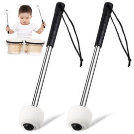 A Pair of Stainless Steel Drumstick Drumsticks Drum Mallet Sticks Tenor Drum Mallet Bass Drum Mallets Timpani Mallet Felt Mallets Sticks Bass Drum Snare with Stainless Steel Handle 5a Wool Felt