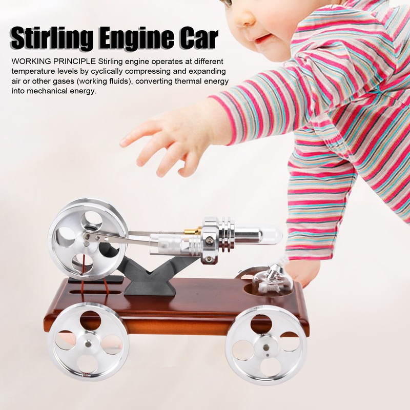 Metal Stirling Engine Model Car Toy Kit Aluminum Alloy Science