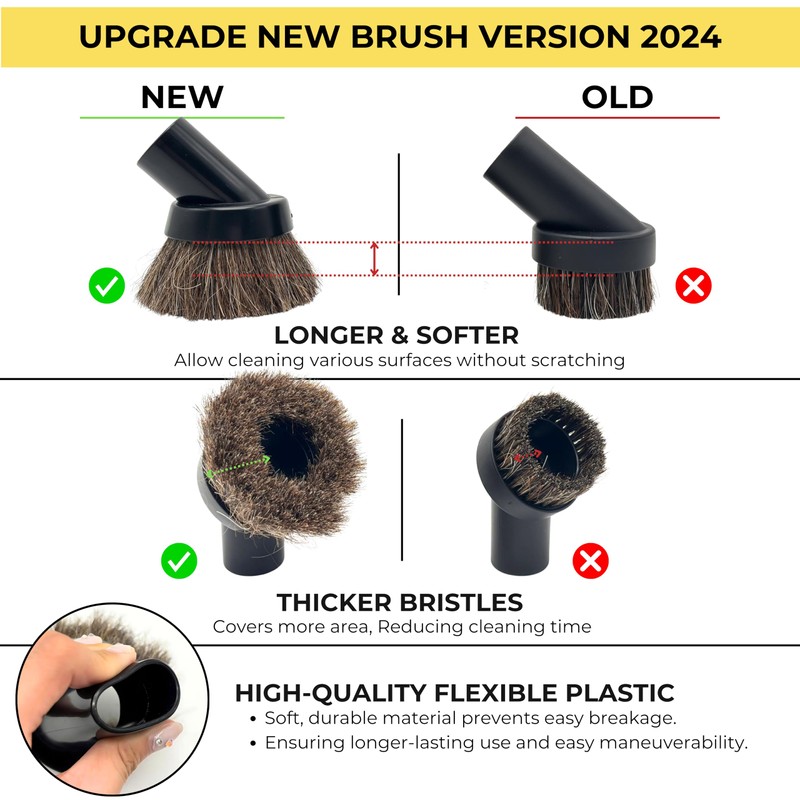 For Dyson Traceless Dust Brush Attachment & Premium Round Horsehair