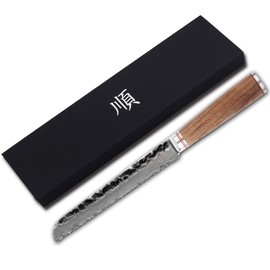YOUSUNLONG Bread Knives 8 inch Sandwich Slicing Knife Japanese Damascus Steel Natural Walnut Wood Handle