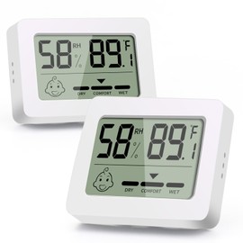 2pcs Room Thermometer Indoor Hygrometer, Hygrometer Indoor Humidity Thermometer, Humidity Gauge for Home, Humidity Meter for Room, Basement, Reptile Terrarium（White）