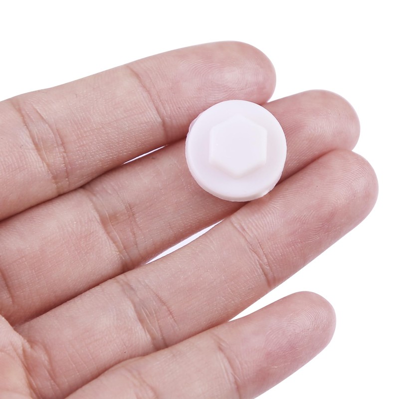 400 Pack White 8mm Roofing Screw Caps – Durable Plastic