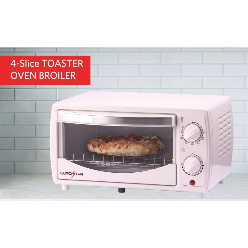 EUROSTAR TO902W 4-Slice Toaster Oven Broiler, White