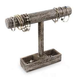 Mooca Bracelet Bangle Holder, Table Top Necklace Wooden Jewelry Display Stand Storage Tray for Home Organization, 11 3/4" W x 2 3/4" D x 9 3/4" H, Coffee