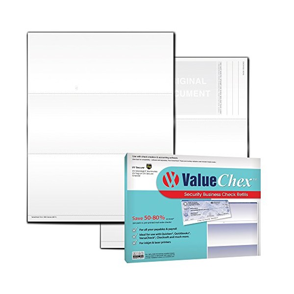 ValueChex UV Secure Check Paper- Blank Check Stock - Business Check On Top, Canvas, 55 Count
