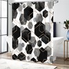 deFouliao Black Shower Curtain Modern Abstract Geometric Grid Bathroom Curtain