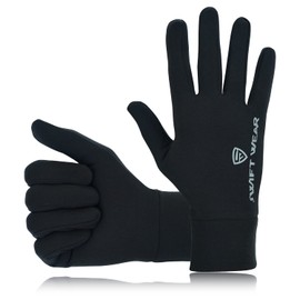Swift Wear Women Running Gloves Touch Screen Anti Slip Cycling Gloves Winter Thin Thermal Windproof Warm Liner Gloves for Outdoor Sports Walking Driving Climbing Riding (X- Small, Black)