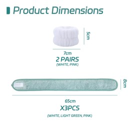 3 Pieces Of Face Wash Hair Ties And 2 Pairs Of Face Wash Wristbands, Women'S Hair Ties, Soft Absorbent Hair Ties, Adjustable Hair Ties, Elastic Hair Ties