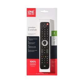 One For All Evolve 2 Universal Remote Control - Operates 2 devices (Cable, DTT, IPTV, Sat, TNT, TV) - Works with all brands - Black -URC7125