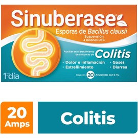 Sinuberase™ Probióticos en Ampolletas | 4 Billones de UFC Bacillus Clausii | Salud Digestiva para Adultos | 20 Ampolletas Sin Sabor | Alivio para Colitis y Restauración de Flora Intestinal