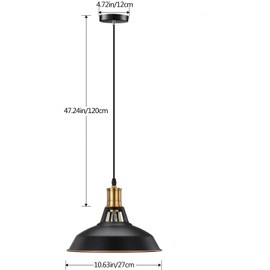 Pynsseu Farmhouse Style Industrial Pendant Light, Vintage Barn Hanging Pendant Lighting, Modern Pendant Lamp Fixture 3 Pack, Oil Rubbed Black Finish