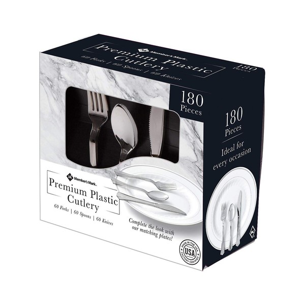 Member's Mark Premium Silver-Look Cutlery Combo (180 ct.),, 2 Lb ()