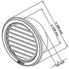 Haco Stainless Steel Circular Air Vent Grille Cover, 150mm, Brushed