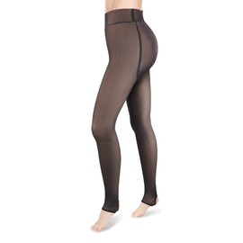 KINBOM Fleece Lined Tights Women, Warm Foot Stepping Pantyhose Winter Tights Fleece-Lined Bottoming Pants Elastic Fake Sheer Tights Thickened Stockings for Women Girlfriend Wife (220g)
