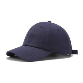 Quanhaigou Gorra de béisbol de perfil bajo para hombres y mujeres, sombrero de algodón clásico, ajustable, sin construir, sombrero liso, Azul marino, Talla única