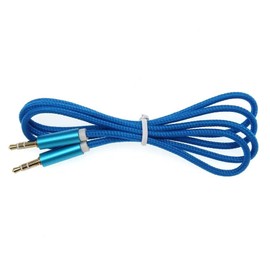 Headphone Aux Cable Audio Lead 3.5mm Jack to Jack Stereo PC Car Male-3.5mm braided AUX Cable with metal connectors-Braided Stereo Audio Cable Headphone Mini Jack Male to Male Auxiliary for Car (Blue)