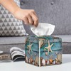 Starfish Seashell Summer Square Tissue Boxes, Tissue Box Holder 5.2"x5.2"x5.2"