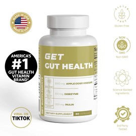 GET Gut Health - 1000mg Apple Cider Vinegar, 200mg Inulin, 60 Capsules, Gluten-Free, Non-GMO, Made in USA, Healthcare Supplement for Digestive Support