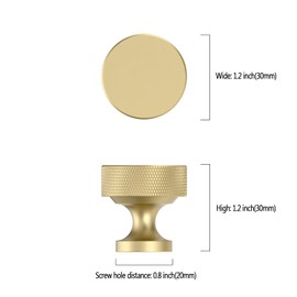 Coinkoly 20 Pack Gold Cabinet Knobs - 1-1/5" (30mm) Drawer Knurled Kitchen Cabinet Hardware CK0072