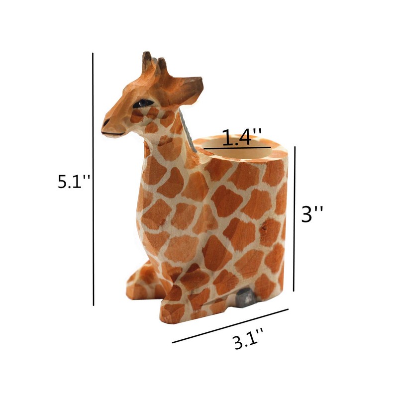 TANG SONG Creative Wood Carving Giraffe Handicrafts Pen and Pencil