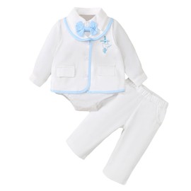 Baby Boy Clothes Suits Baptism Outfits for Boys White Infant Gentleman Outfit Baby Christening Outfits Baby Suit Sets