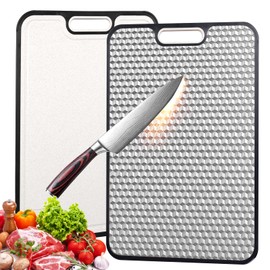 Titanium Cutting Board Double-Sided, Diamond-Patterned Meat & Vegetable Chopping Board for Kitchen, GR14 Titanium/Wheat Straw PP, Large, Dishwasher Safe, Non-Toxic, Durable Cutting Board